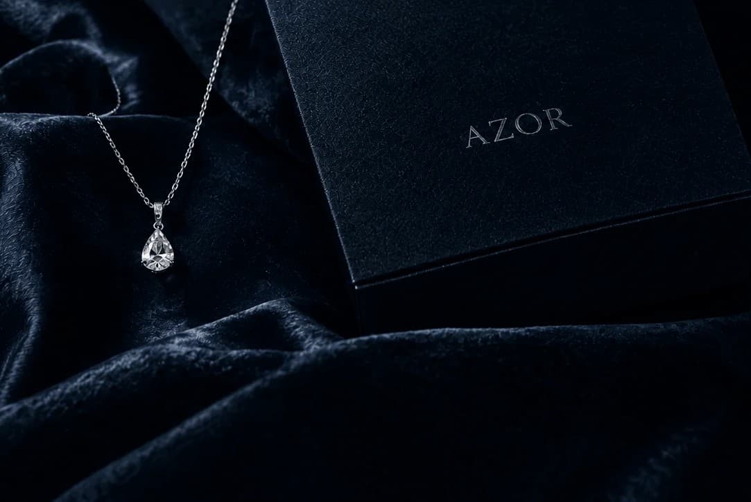 Azor luxury stationery detail on mobile