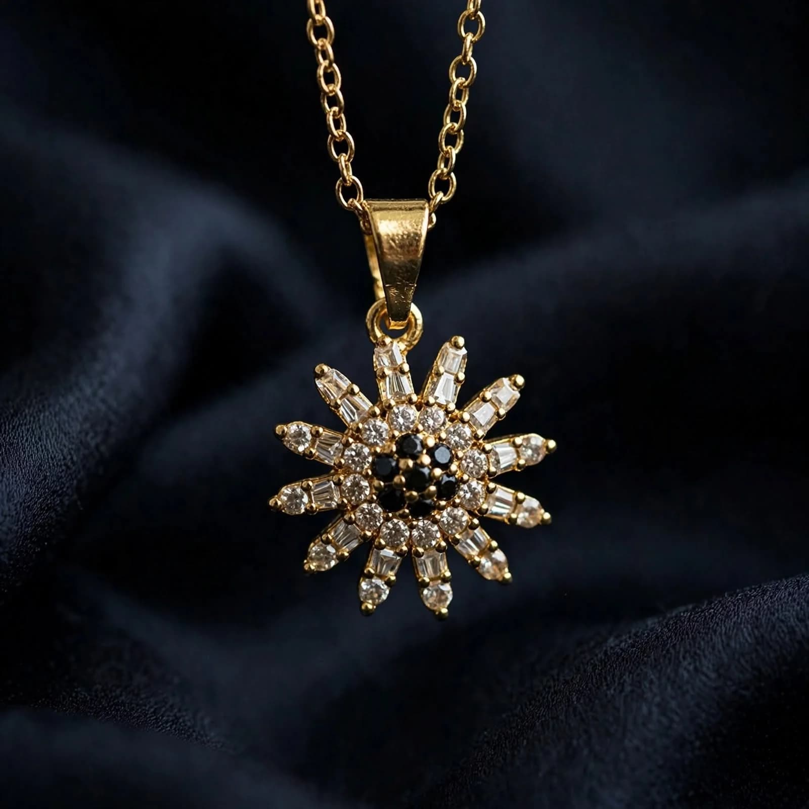 Azor diamond drop earring on model close-up